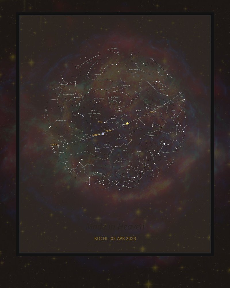 Cosmic Veil – Elegant Wedding Star Map Print